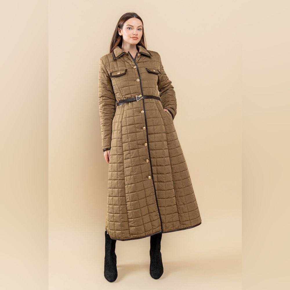 103. HIGH END - Sara Full Skirt Bubble Maxi Coat In Mocha